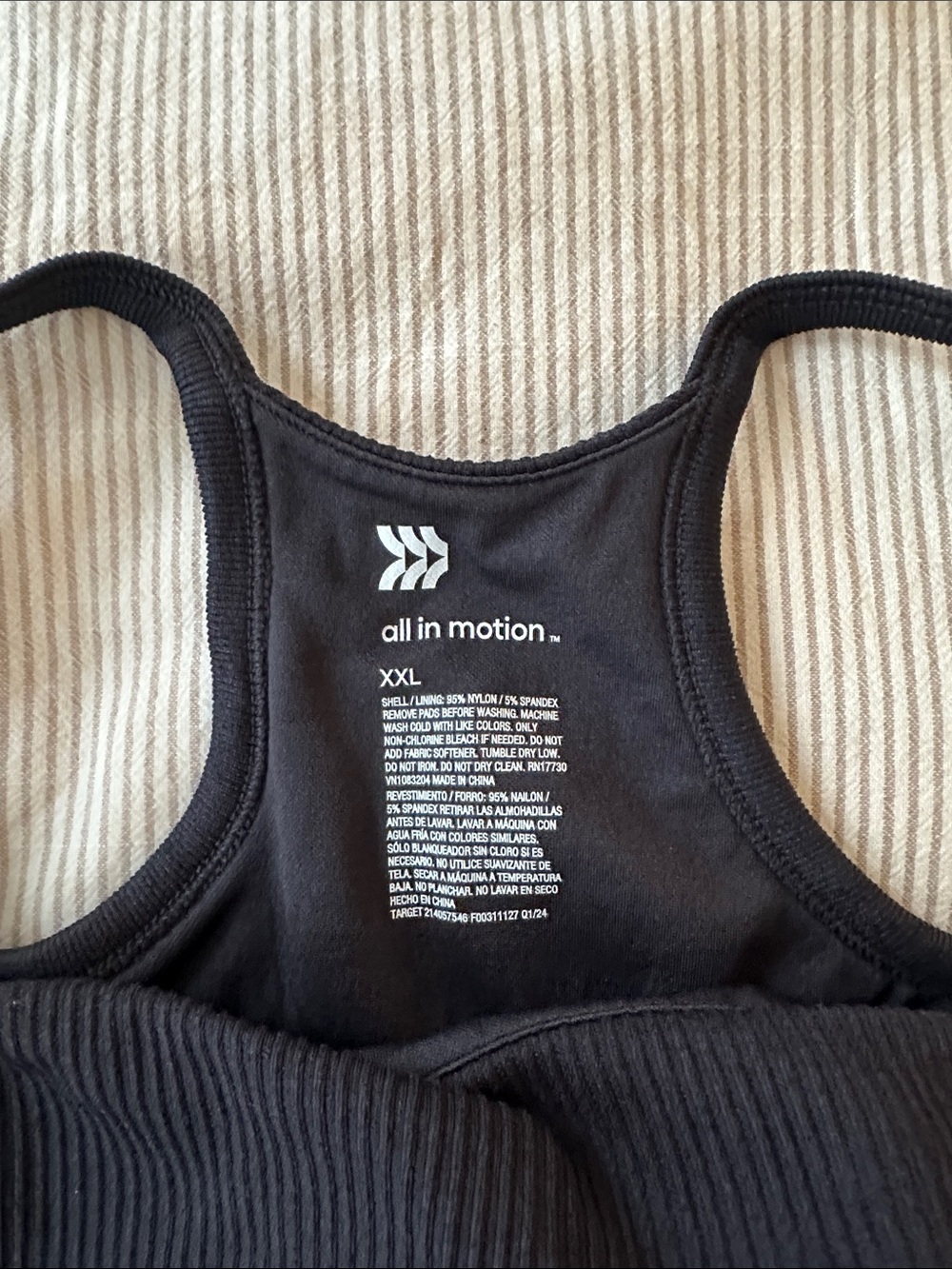 Black Ribbed Racerback Bralette - - Picture 2 of 3